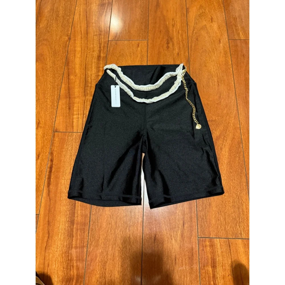 Women's WEWOREWHAT Black Chain Bike Shorts S